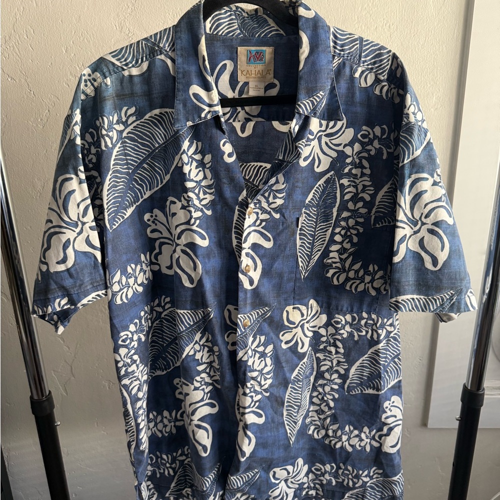 Blue and White Men's Shirt